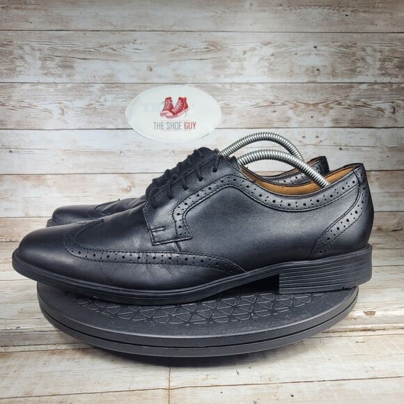 Clarks Tilden Wing Oxford Shoes Men\'s Size 10.5 Black Leather Comfort Lace Up main image 9